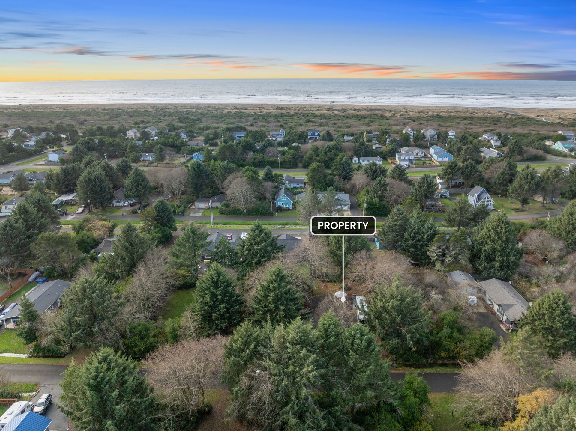 Aerial view toward the beach at 337 Mast Ave NW